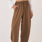 Damen Casual Weite Bein Hose mit Kordelzug