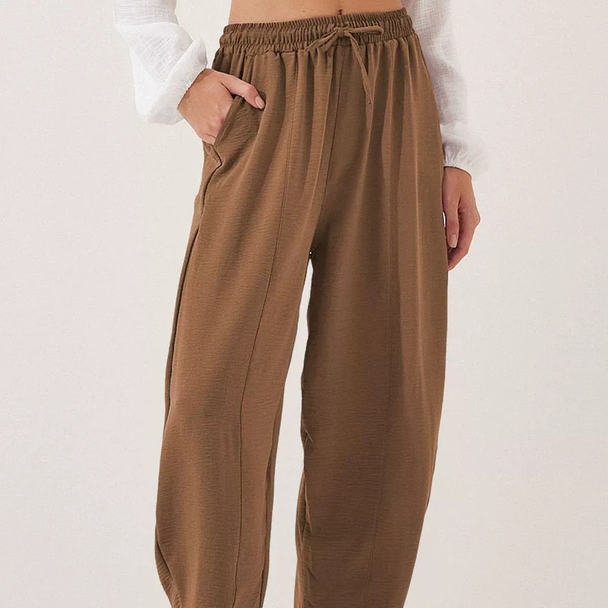 Damen Casual Weite Bein Hose mit Kordelzug