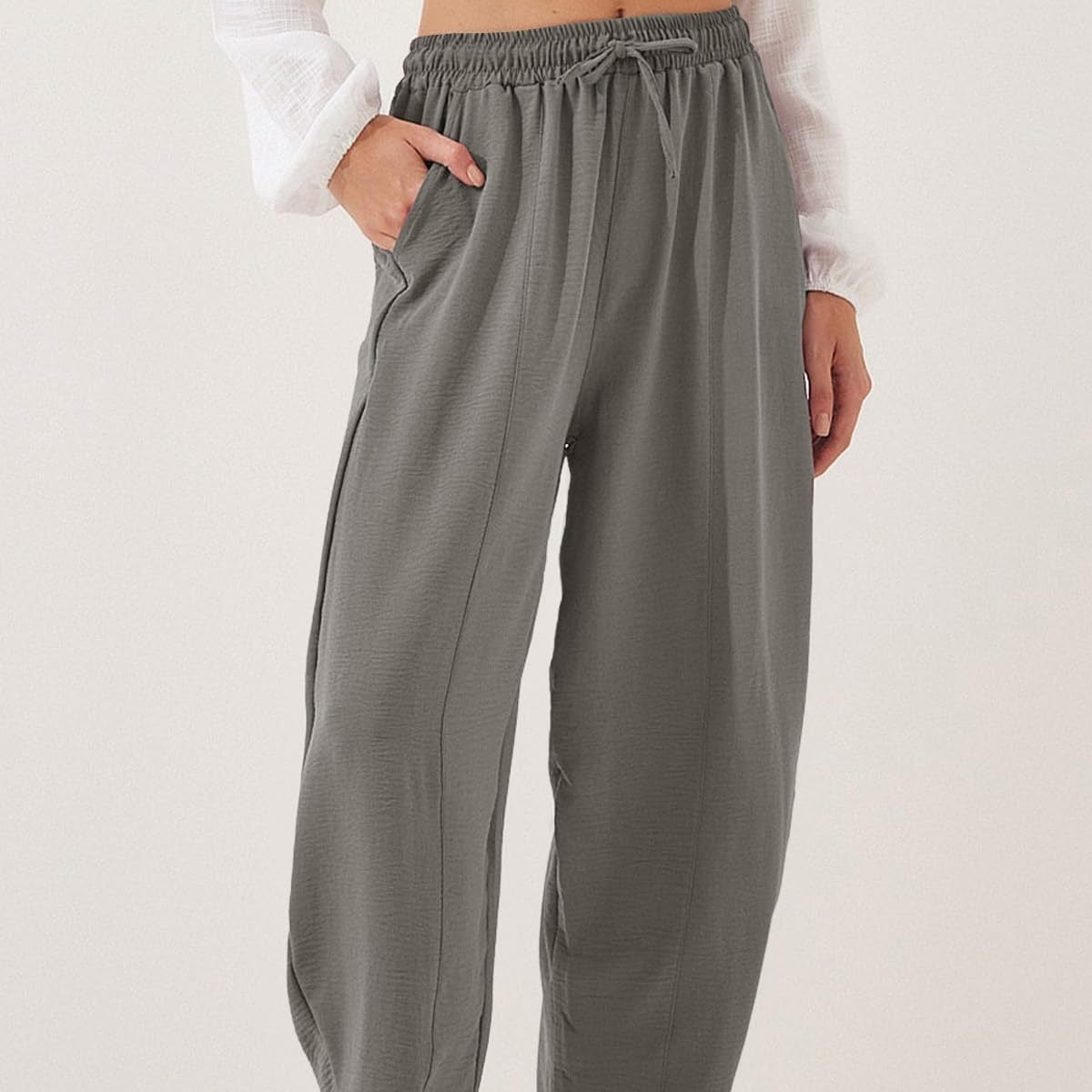 Damen Casual Weite Bein Hose mit Kordelzug