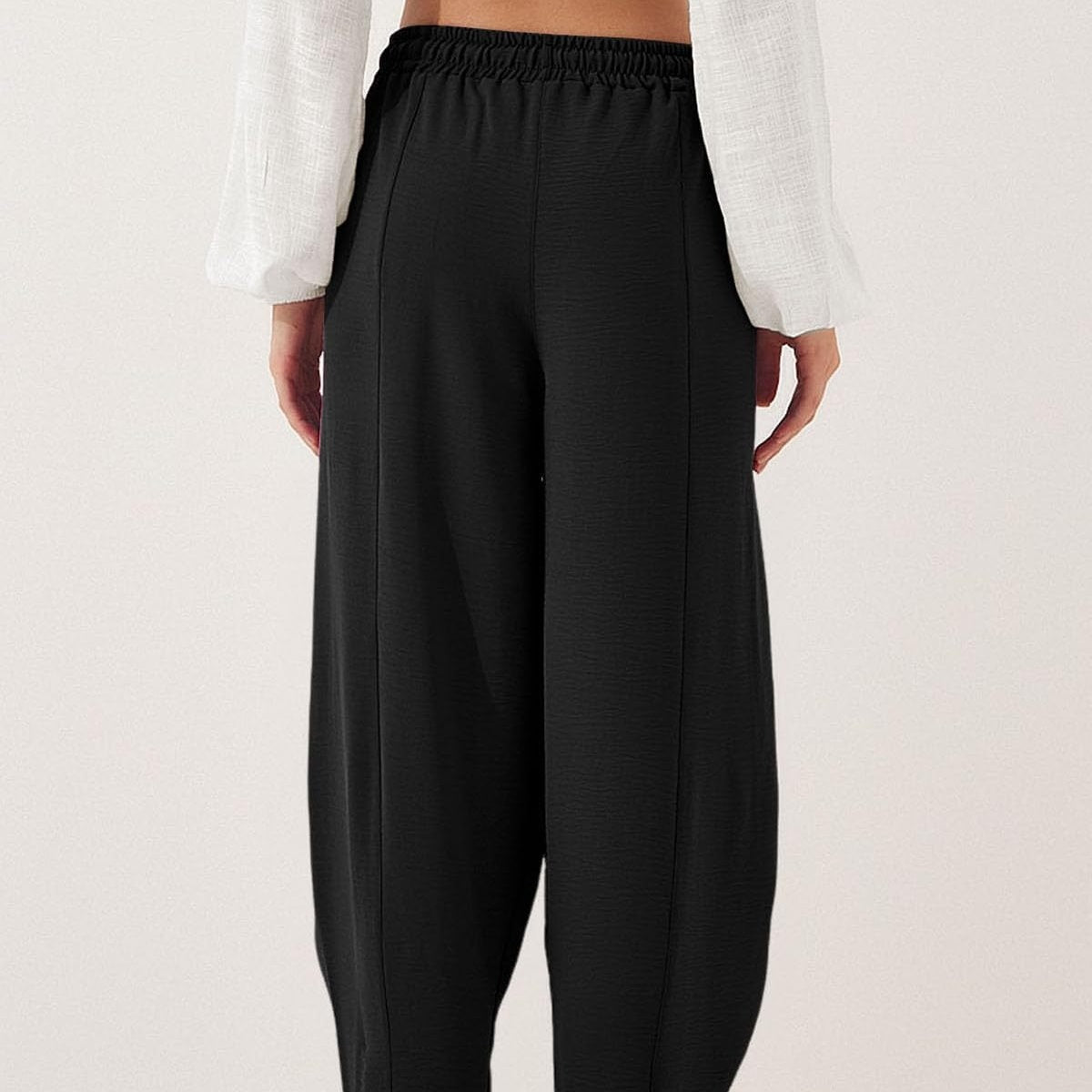 Damen Casual Weite Bein Hose mit Kordelzug