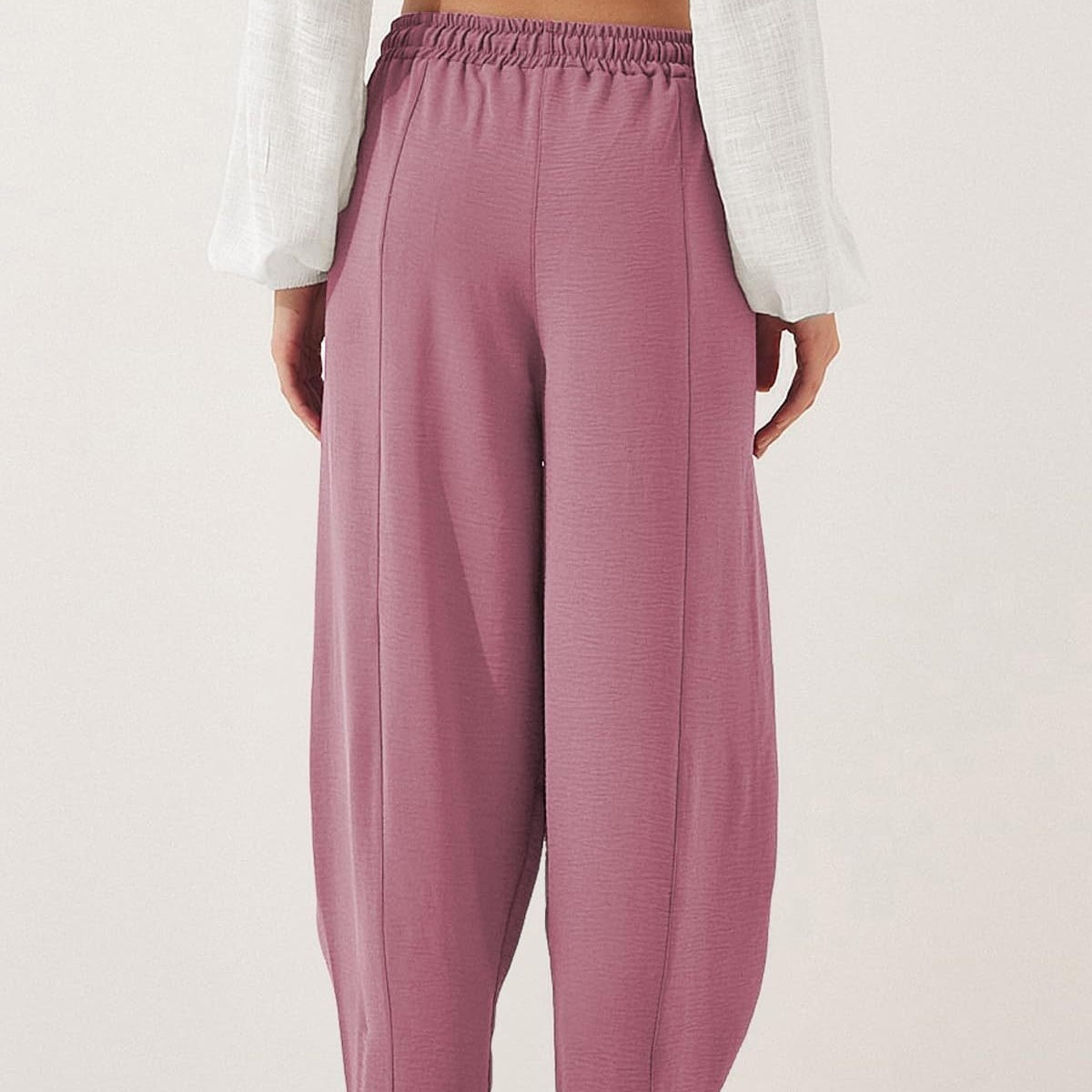 Damen Casual Weite Bein Hose mit Kordelzug