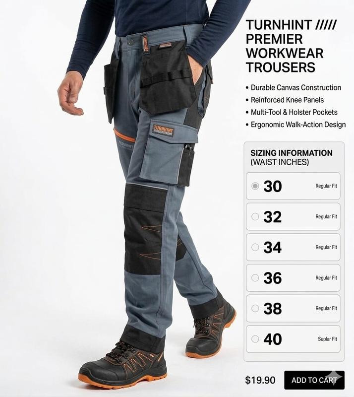 ✈️Versandkostenfrei👖 50% Rabatt: Robuste Herren Cargo-Arbeitshose | Verstärkte Knie & viele Taschen für Bau & Handwerk 🛠️