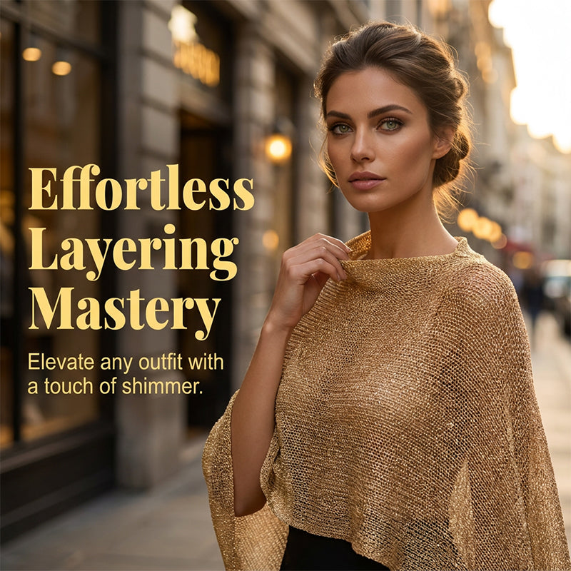 🔥Only £14.99 Last Day Promotion!🎁Women's Hollow Out Knit Shawl Poncho