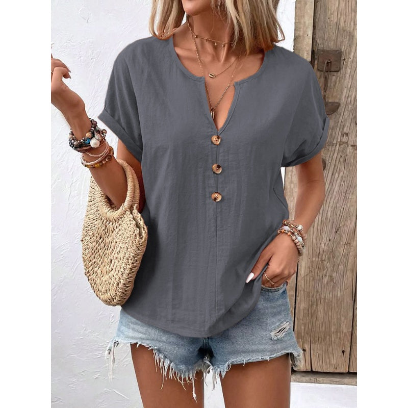 Women's V-Neck Short Sleeve Casual Top