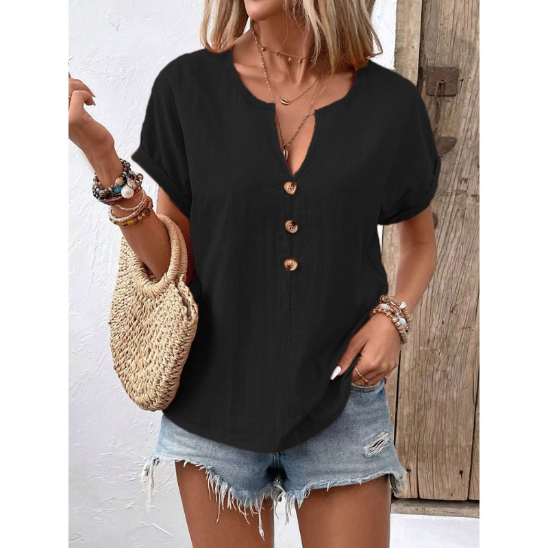 Women's V-Neck Short Sleeve Casual Top