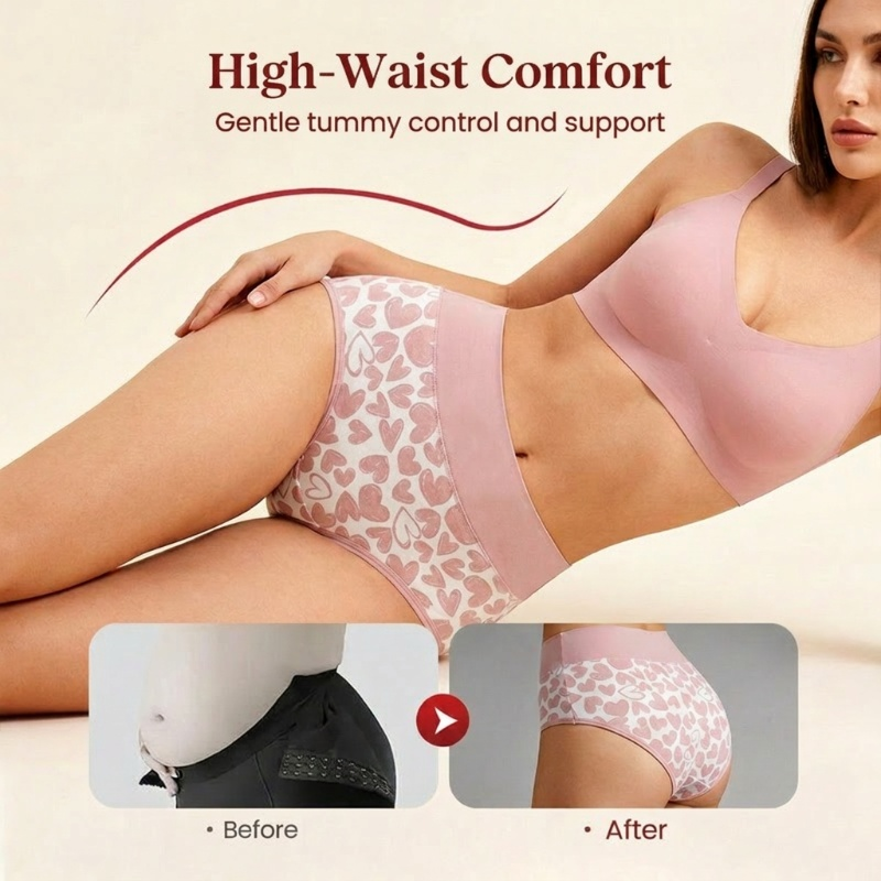 Damen Hochbund-Slip mit Herzprint