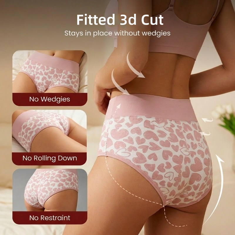 Damen Hochbund-Slip mit Herzprint