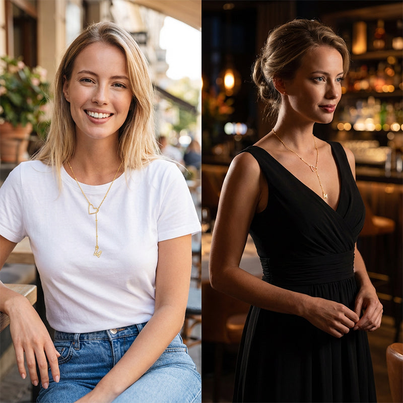 💛 50 % RABATT FÜR BEGRENZTE ZEIT! ✨ Damen Elegante Halskette mit Herz & Buchstabenanhänger – Individueller Initial-Schmuck, zartes Design für Alltag & Geschenk