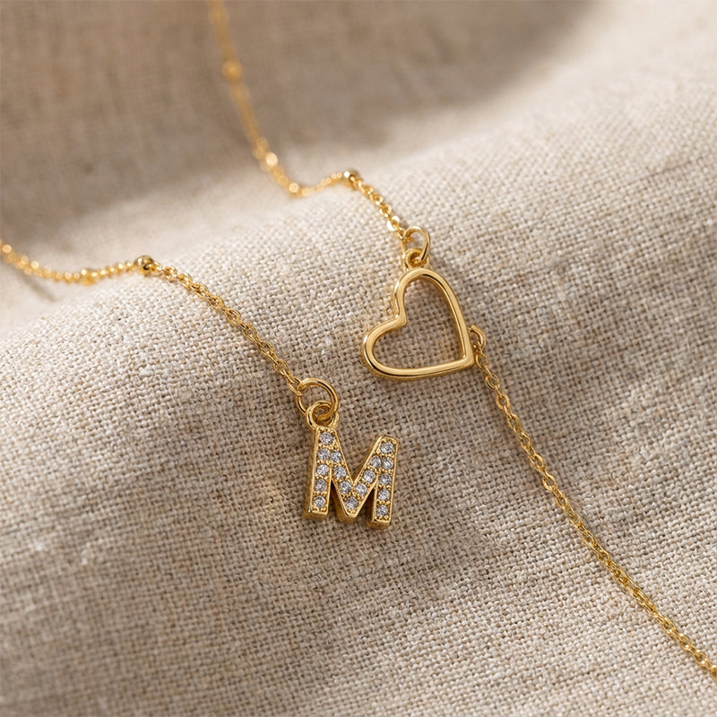 💛 50 % RABATT FÜR BEGRENZTE ZEIT! ✨ Damen Elegante Halskette mit Herz & Buchstabenanhänger – Individueller Initial-Schmuck, zartes Design für Alltag & Geschenk
