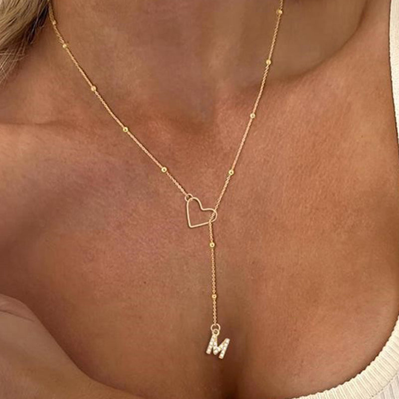 💛 50 % RABATT FÜR BEGRENZTE ZEIT! ✨ Damen Elegante Halskette mit Herz & Buchstabenanhänger – Individueller Initial-Schmuck, zartes Design für Alltag & Geschenk