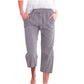 Damen Uni Kordelzug Baumwoll-Leinen Caprihose