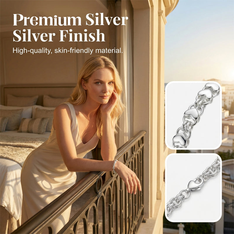 💫 50 % RABATT AKTUELL GÜLTIG! ✨ Filigranes Herz Charm Armband aus Silberton – Vielseitig kombinierbar für Alltag, Feiern & romantische Geschenke