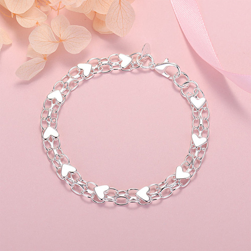 💫 50 % RABATT AKTUELL GÜLTIG! ✨ Filigranes Herz Charm Armband aus Silberton – Vielseitig kombinierbar für Alltag, Feiern & romantische Geschenke
