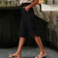🌿 50 % RABATT FÜR BEGRENZTE ZEIT! 👖 Damen Leinenmix Caprihose mit Gummibund – Luftig atmungsaktiv, Seitentaschen & Knopfdetaill am Saum für Sommer, Urlaub & Alltag