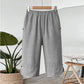 🌿 50 % RABATT FÜR BEGRENZTE ZEIT! 👖 Damen Leinenmix Caprihose mit Gummibund – Luftig atmungsaktiv, Seitentaschen & Knopfdetaill am Saum für Sommer, Urlaub & Alltag