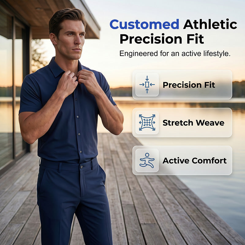 👔 LIMITIERTER 50% RABATT! Herren 2-teiliges Stretch Freizeitset – Kurzarm Poloshirt + Slim Fit Stoffhose, 4-Wege-Stretch, atmungsaktiv für Büro & Alltag