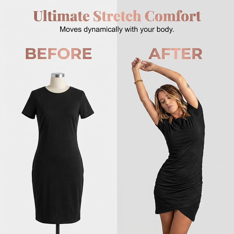 ✨ NEUE PREMIUM KOLLEKTION 50% RABATT! 👗 Damen Bodycon Midikleid mit Seitenraffung – Kurzarm Rundhals, asymmetrischer Saum für Büro, Dates & Alltag
