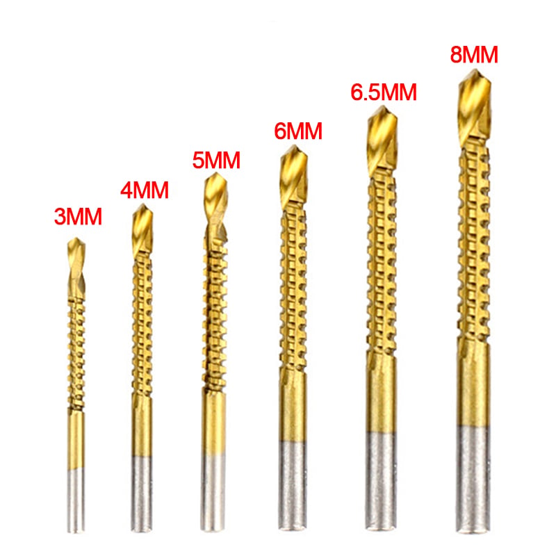 🔥 50% RABATT FÜR BEGRENZTE ZEIT! ⚙️ 6er Set Titan-beschichtete HSS Zackenbohrer – Verschleißfest, schnelles Bohren in Holz, Kunststoff & Weichmetall