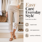 ✨ 50 % RABATT FÜR BEGRENZTE ZEIT! 👖 Damen figurformende Cropped Straight-Hose mit elastischem Taillenbund – Leichter Stoff, umklappbarer Saum mit Kontraststreifen, praktische Taschen für Alltag & Stadt