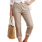 ✨ 50 % RABATT FÜR BEGRENZTE ZEIT! 👖 Damen figurformende Cropped Straight-Hose mit elastischem Taillenbund – Leichter Stoff, umklappbarer Saum mit Kontraststreifen, praktische Taschen für Alltag & Stadt