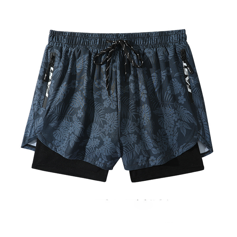 Herren Doppellagige Schnelltrocknende Badehose