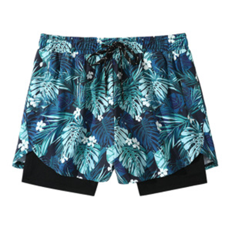 Herren Doppellagige Schnelltrocknende Badehose