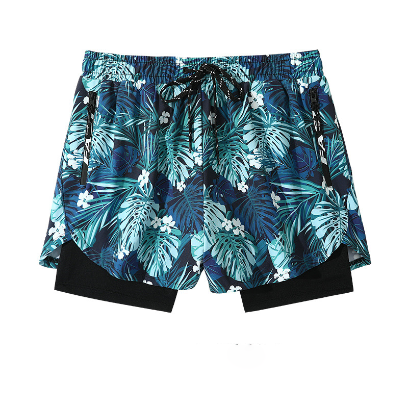 Herren Doppellagige Schnelltrocknende Badehose