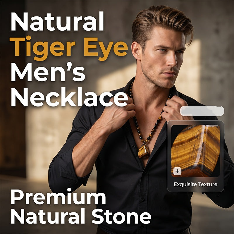LIMITIERTER 50% RABATT! Herren Halskette mit natürlichem Tigerauge – Edler Energiestein, perfekter Alltags- und Geschenkschmuck