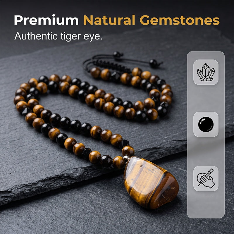 LIMITIERTER 50% RABATT! Herren Halskette mit natürlichem Tigerauge – Edler Energiestein, perfekter Alltags- und Geschenkschmuck