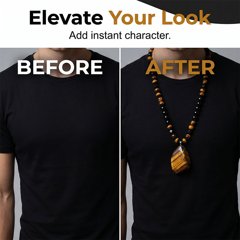 LIMITIERTER 50% RABATT! Herren Halskette mit natürlichem Tigerauge – Edler Energiestein, perfekter Alltags- und Geschenkschmuck