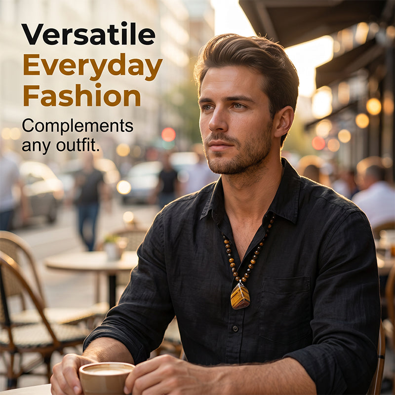 LIMITIERTER 50% RABATT! Herren Halskette mit natürlichem Tigerauge – Edler Energiestein, perfekter Alltags- und Geschenkschmuck