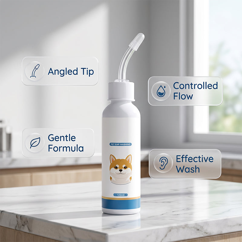 🐶 LIMITIERTER 50% RABATT! Sanfte Tierohrreiniger-Lösung für Hunde & Katzen – Sicher, schnell reinigend mit flexibler Silikonspitze