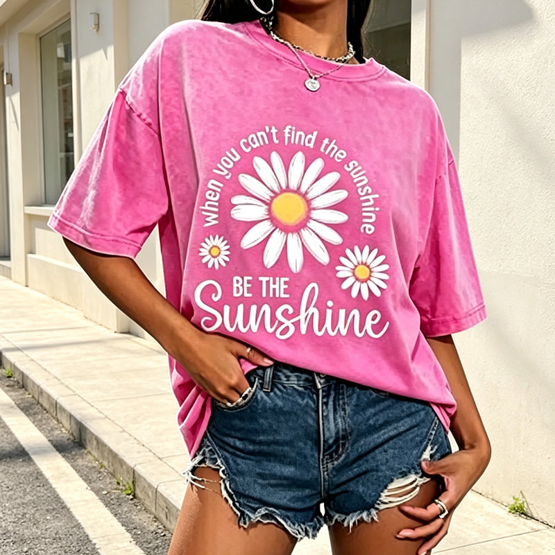 👕 LIMITIERTER 50% RABATT! Unisex Vintage-Wash T-Shirt mit Gänseblümchen-Print – Lockerer Schnitt, weicher Stoff für den Sommer