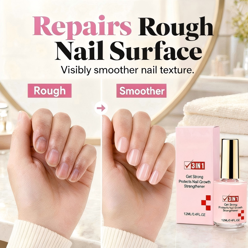 💅 LIMITIERTER 50% RABATT! 3-in-1 Nagelverstärker – Glättet Rillen, strahlender Glanz & täglicher Schutz für brüchige Nägel