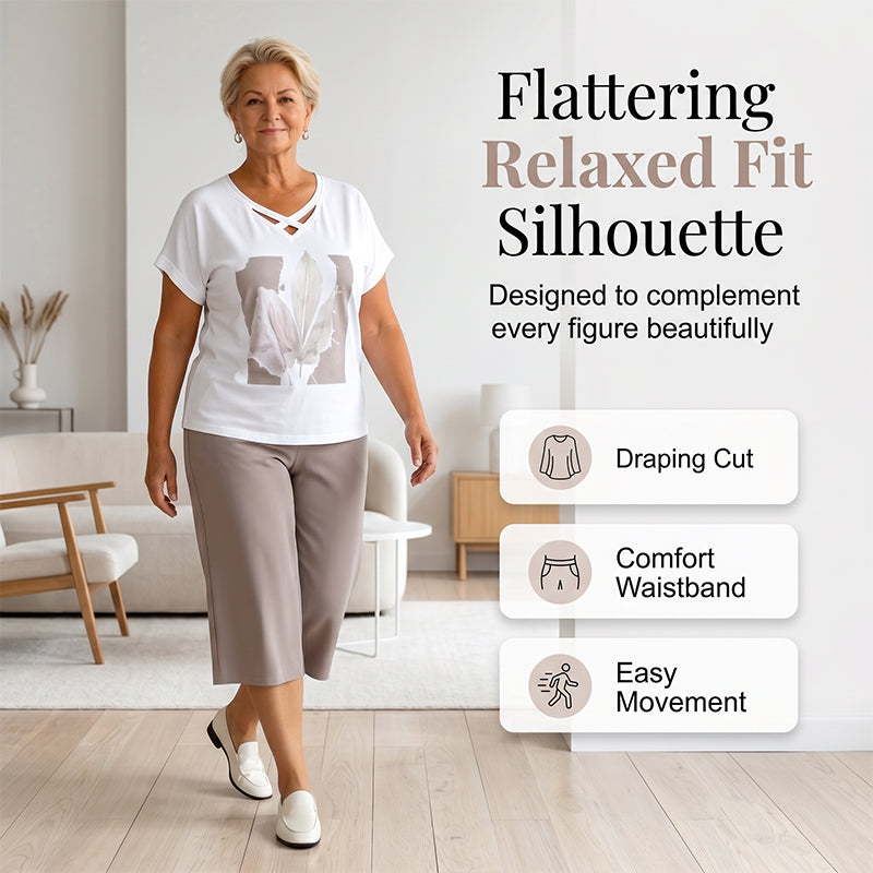 👕 50% RABATT! ✨ 2-teiliges Set mit V-Ausschnitt-Shirt & Cropped-Hose – Bequem, atmungsaktiv & vielseitig kombinierbar – Perfekt für Alltag, Yoga & Freizeit 🌿