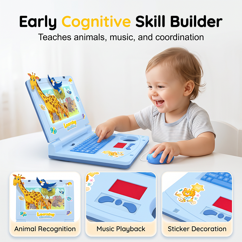 💻 LIMITIERTER 50% RABATT! Interaktiver Kinder Lernspielzeug-Laptop mit Maus – Bewegender Bildschirm, Lichter & Musik, fördert Feinmotorik und frühes Lernen für Kleinkinder
