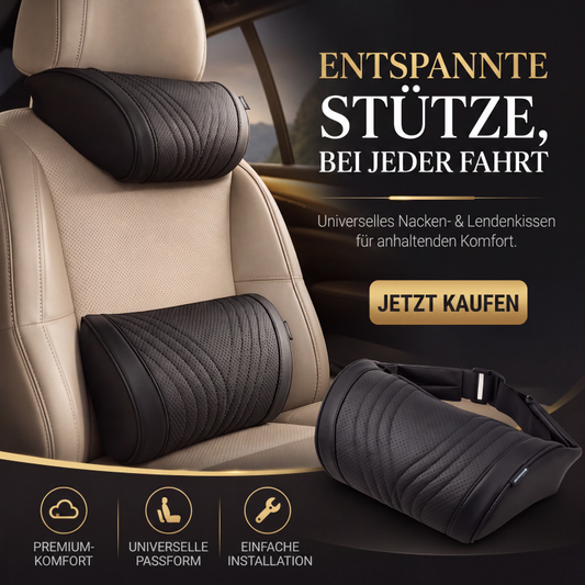🚗💺 Lordosen- & Nackenstütze – ergonomisch, atmungsaktiv, verstellbar – Rückenschmerzen adé! 🌿