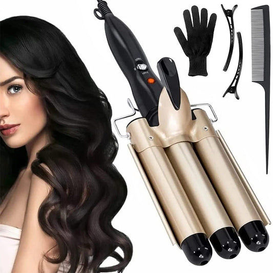 ✨🌸👧 3-Trommel-Lockenstab – natürliche Beach Waves im Handumdrehen, ohne Frizz