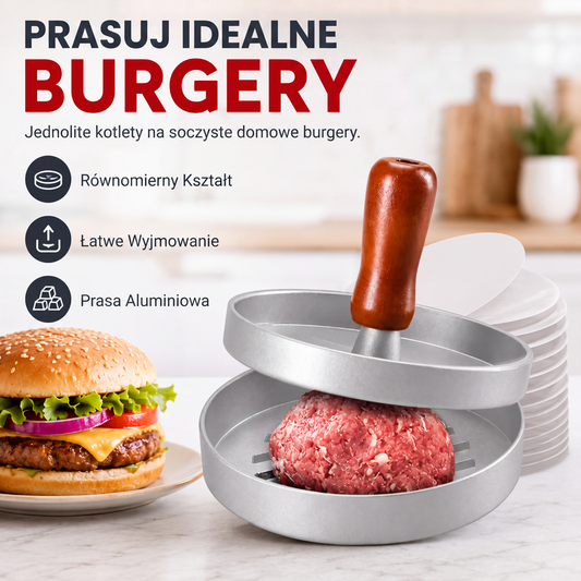 🍔 Burgerpresse mit Holzgriff – professionelle Burger ganz einfach zu Hause!