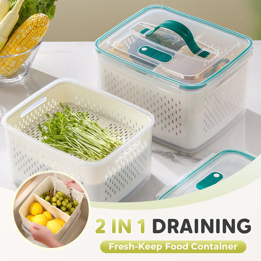 2-in-1 Frischhaltedose mit Abtropffunktion – Obst & Gemüse länger frisch, weniger Verschwendung 🥗✨