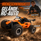 🏎️ Rask 4WD offroad RC-bil – store dekk, støtdemping, LED-lys. Perfekt for tøft terreng og nattkjøring! ✨🌙