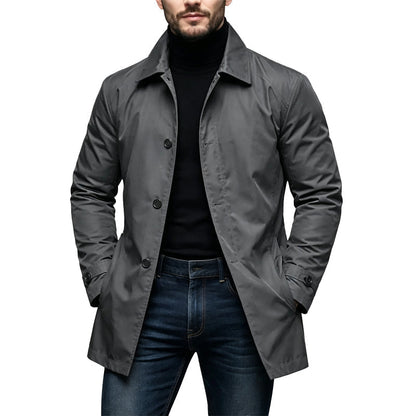 🌧️ Mer dekning, skarpere stil | Herrejakke vanntett mellomlang trenchcoat ⚡Gratis frakt