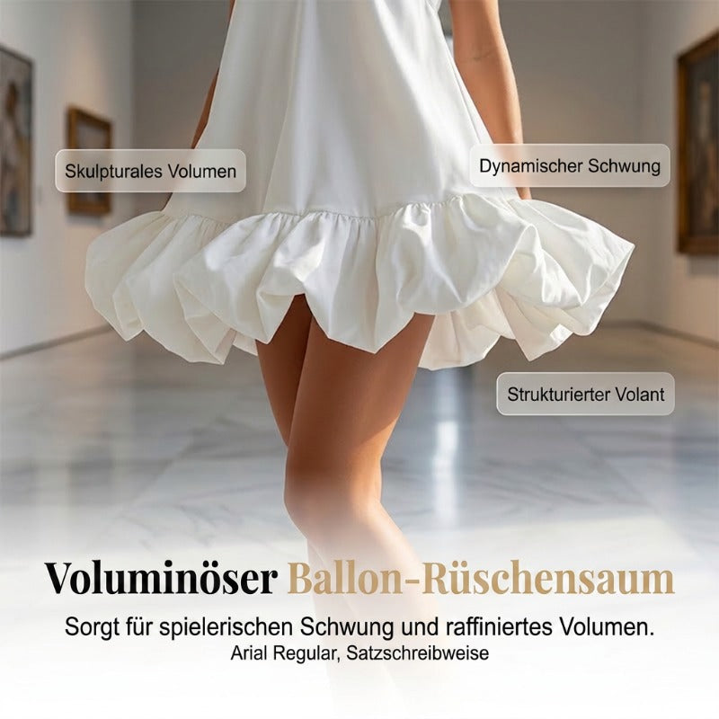 Damen-Trägerkleid mit V-Ausschnitt und Ballon-Rüschensaum