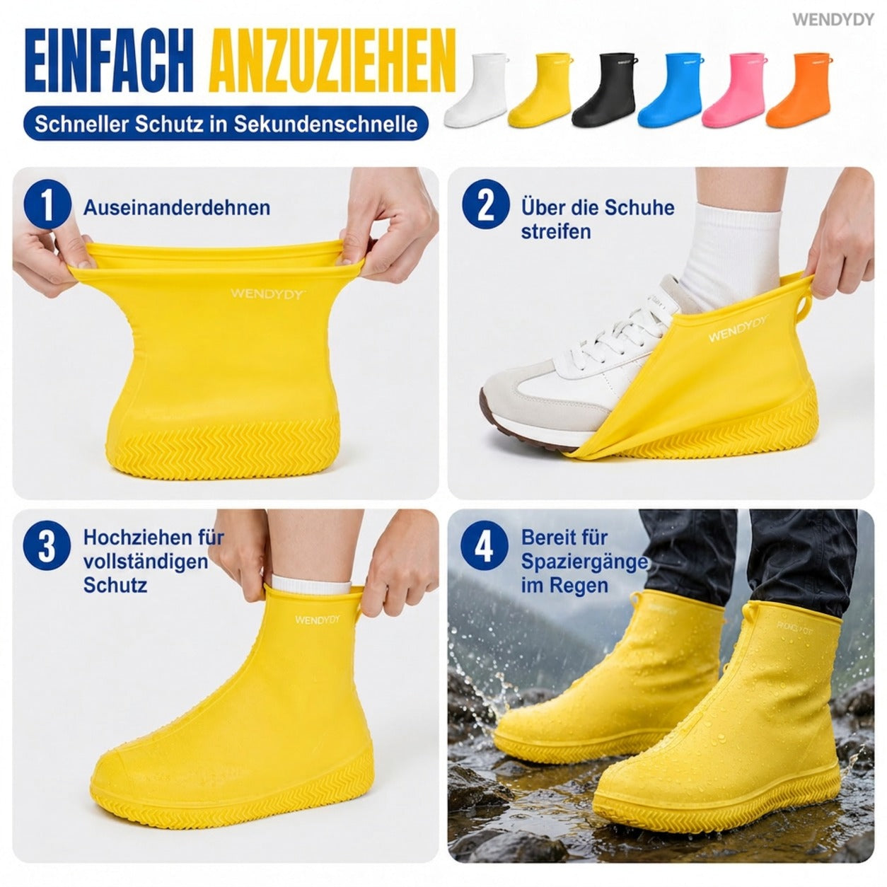 ⏰ Nur noch heute 50% Rabatt! 🥳 HEISSER SALE 2026 | Über 50.000 verkaufte Paare! Wiederverwendbare dicke Silikon-Schuhüberzieher, wasserdicht & strapazierfest, rutschfest, faltbar in 6 Farben für Regen, Garten und Ausflüge ✨