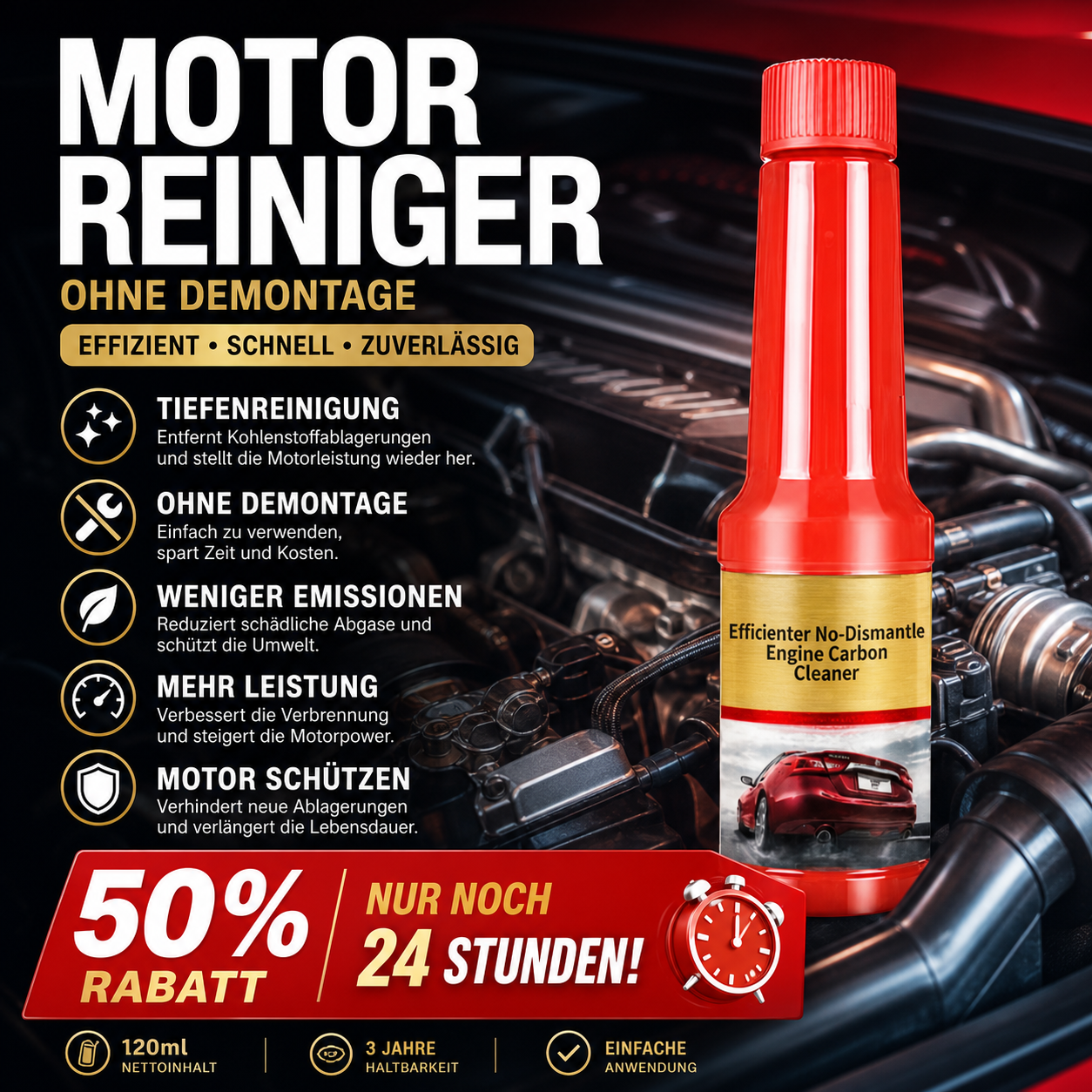 🚗 LIMITIERTER 50% RABATT! Motor-Karbonreiniger ohne Ausbau – Tiefenreinigung, reduziert Abgase & steigert Motorleistung